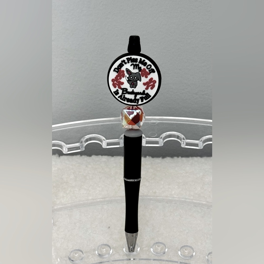 Black and Silver Pen with Decorative Bead
